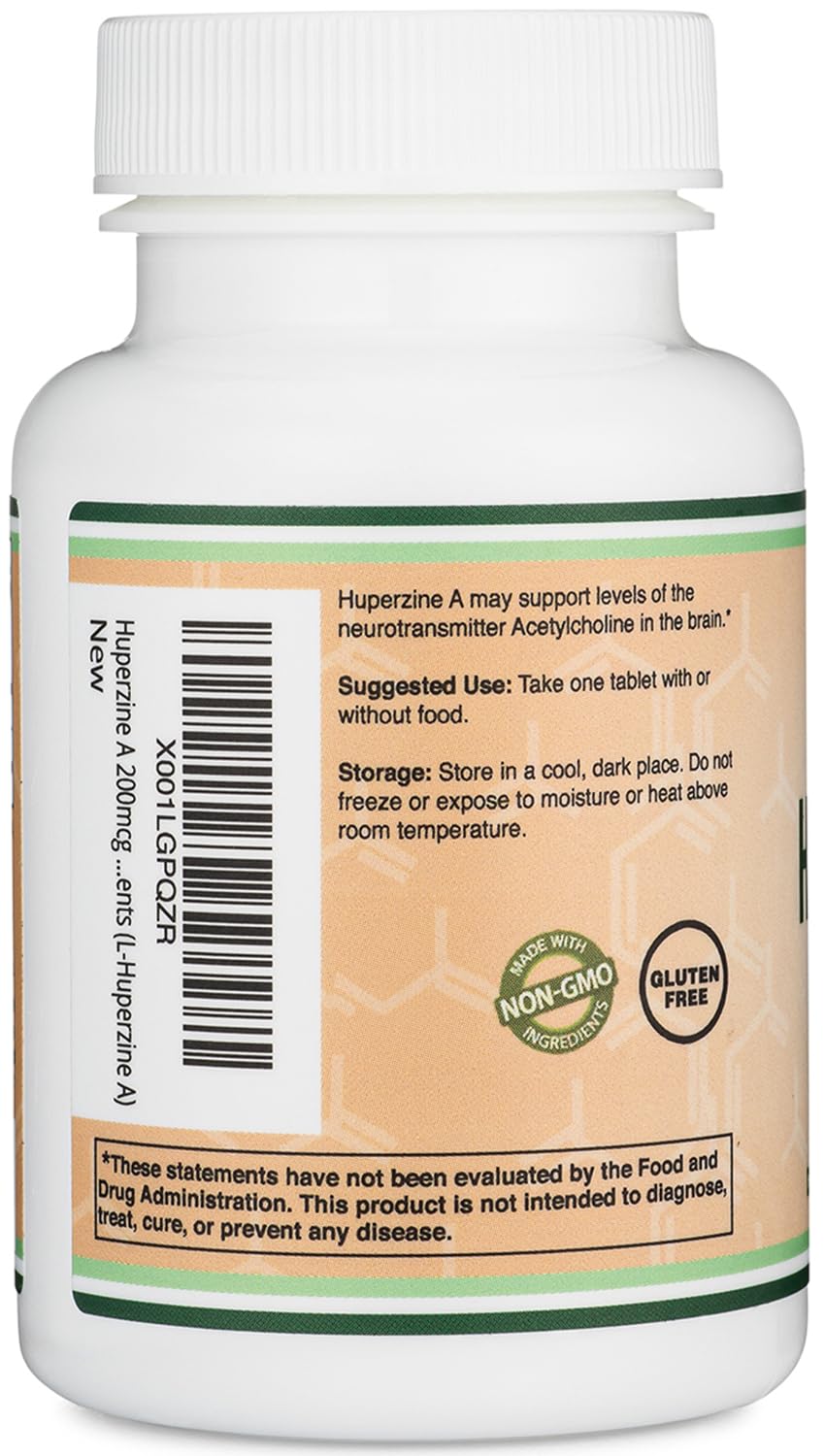 Close-up of Huperzine A 200mcg tablets