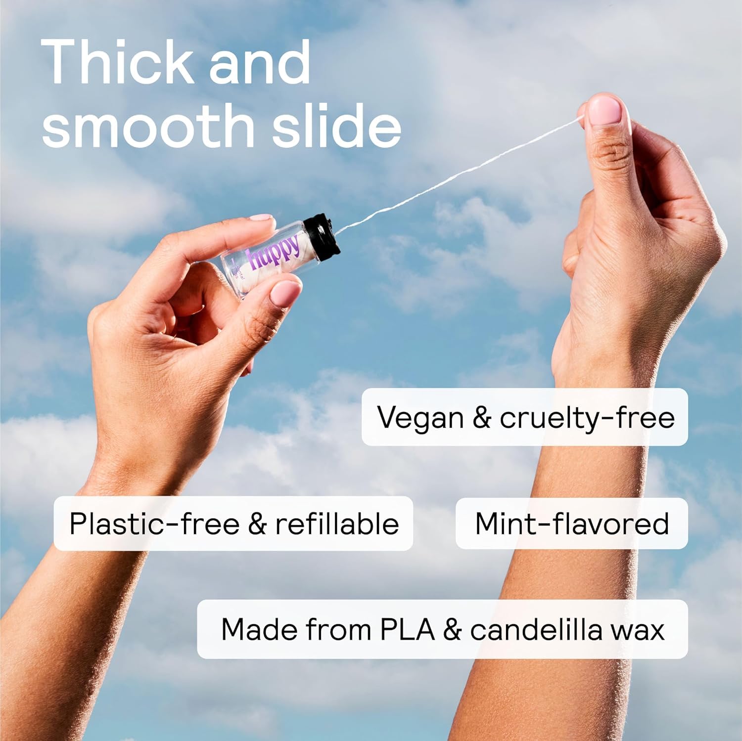 HUPPY dental floss 30m length in eco-friendly packaging