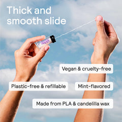 HUPPY plastic-free vegan dental floss in a refillable glass jar