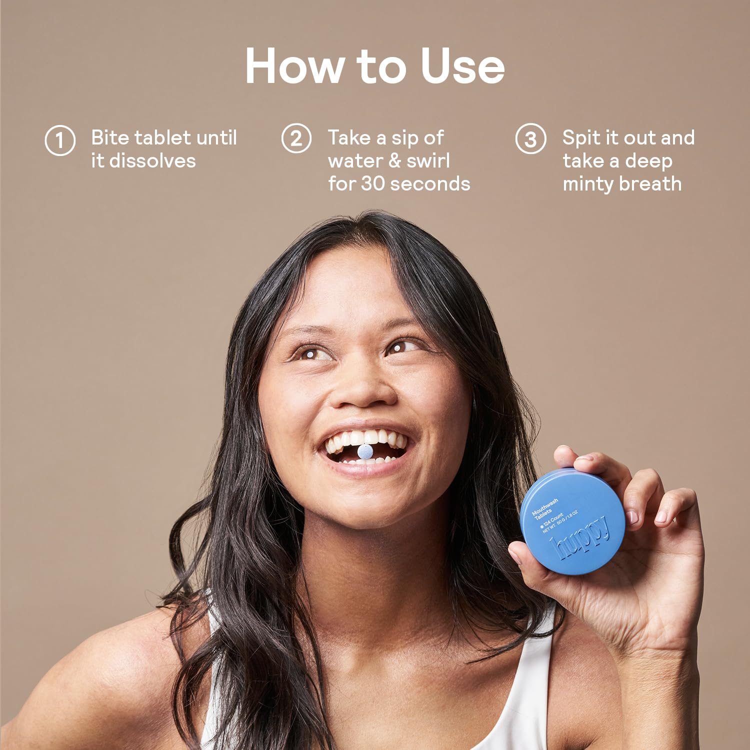 Tablets dissolving in water to create a refreshing mouthwash
