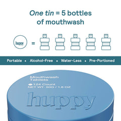 Travel-ready pack with 124 tablets for on-the-go oral care
