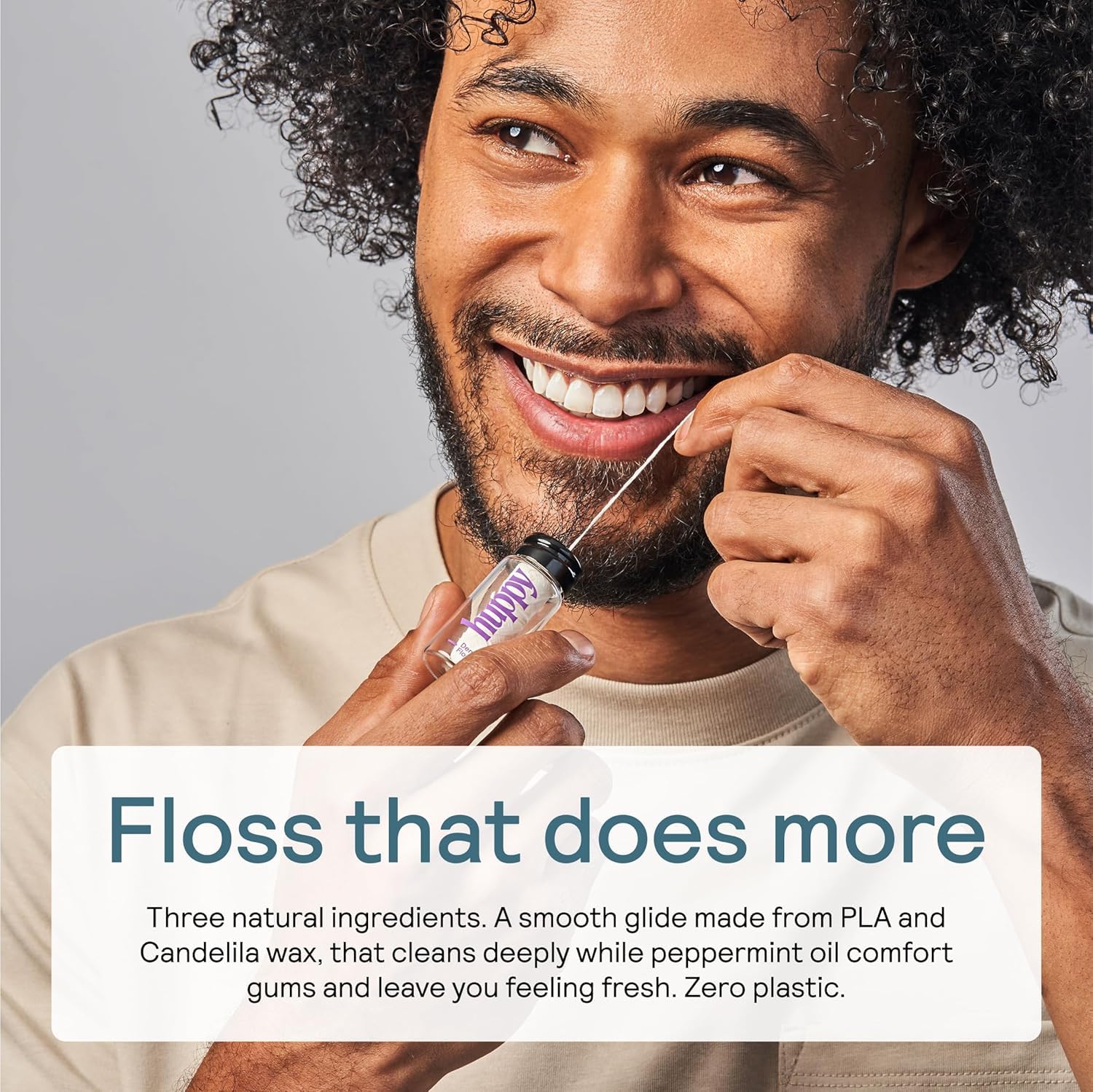 Peppermint-scented floss coated with peppermint oil