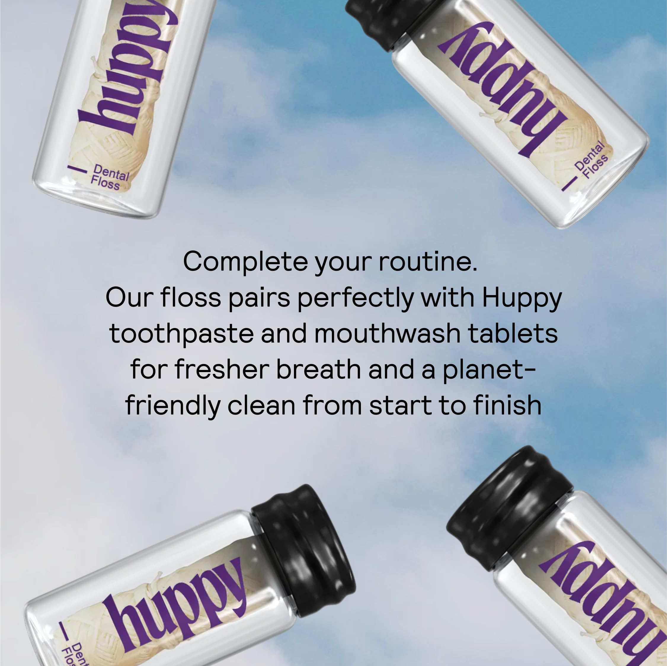Eco-friendly packaging and ingredients for HUPPY vegan dental floss