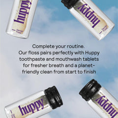 Eco-friendly packaging and ingredients for HUPPY vegan dental floss
