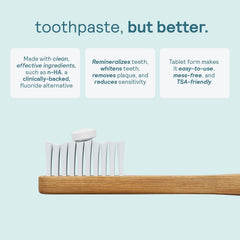 Nano hydroxyapatite remineralization illustration for HUPPY toothpaste tablets