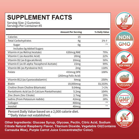 Bottle view of Hurdilen Biotin Collagen Gummies 90-count