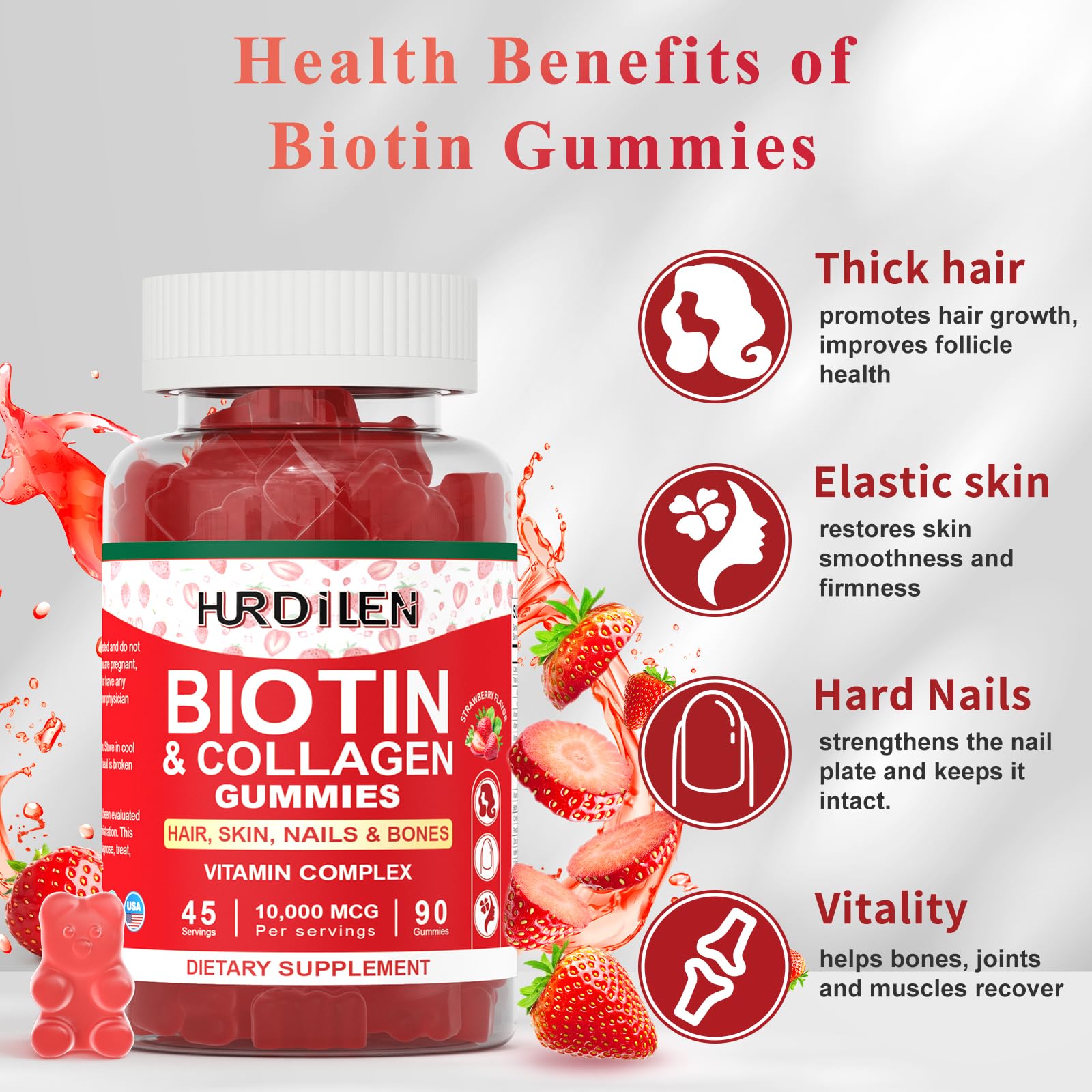 Nutrition facts panel for Hurdilen Biotin Collagen Gummies