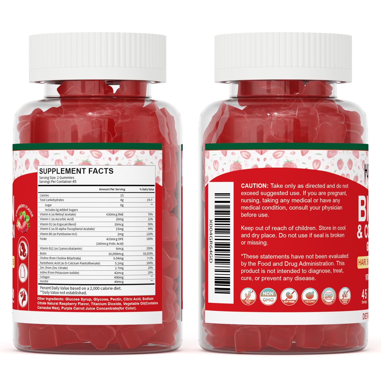 Two gummies daily dosage for hair, skin and nails