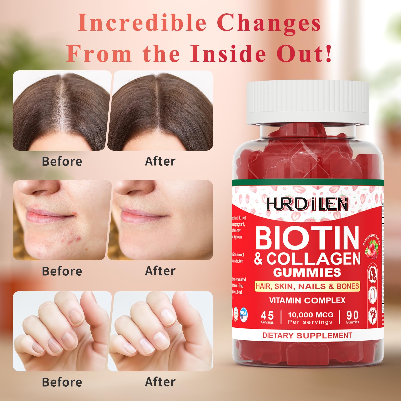 Strawberry-flavored gummies inside bottle