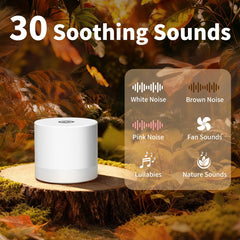 Hushing mini sound machine with visible volume controls for easy use