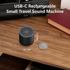Hushing portable mini white noise machine pocket design emphasizes comfortable grip and portability.
