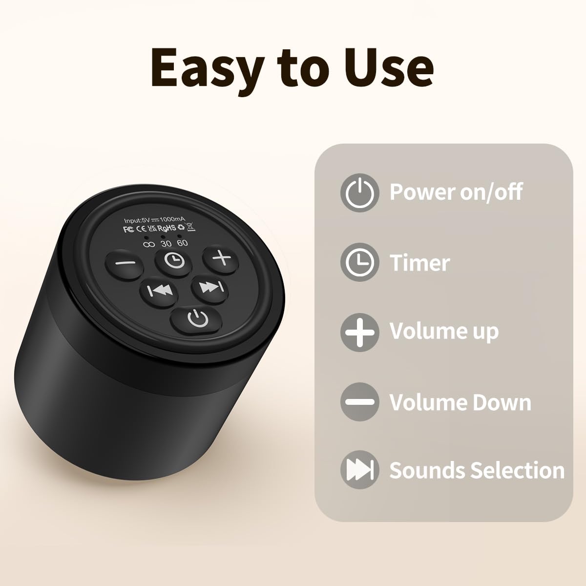 Hushing portable mini white noise machine rechargeable battery use case demonstrates all-day reliability.