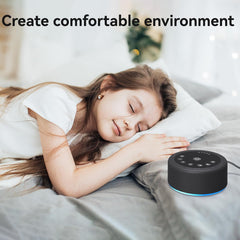 Hushing sleep sound machine baby nursery use with soft illumination and white noise.