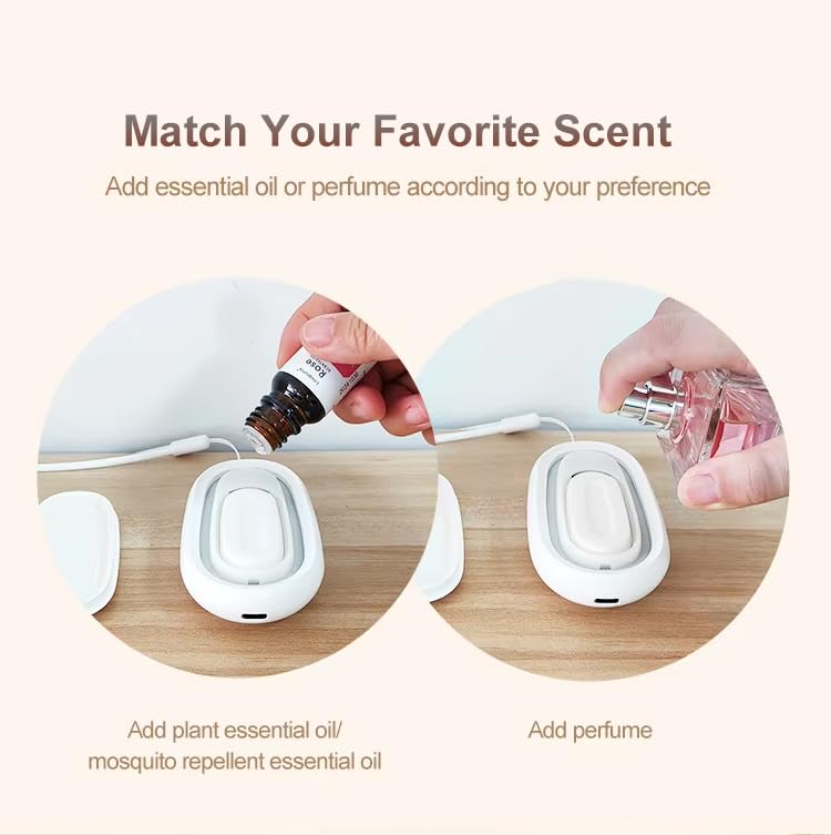 HUTIP Waterless Diffuser in bedroom using gentle heat for calm ambiance.