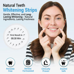 Applying Huzayl Teeth Whitening Strips to teeth