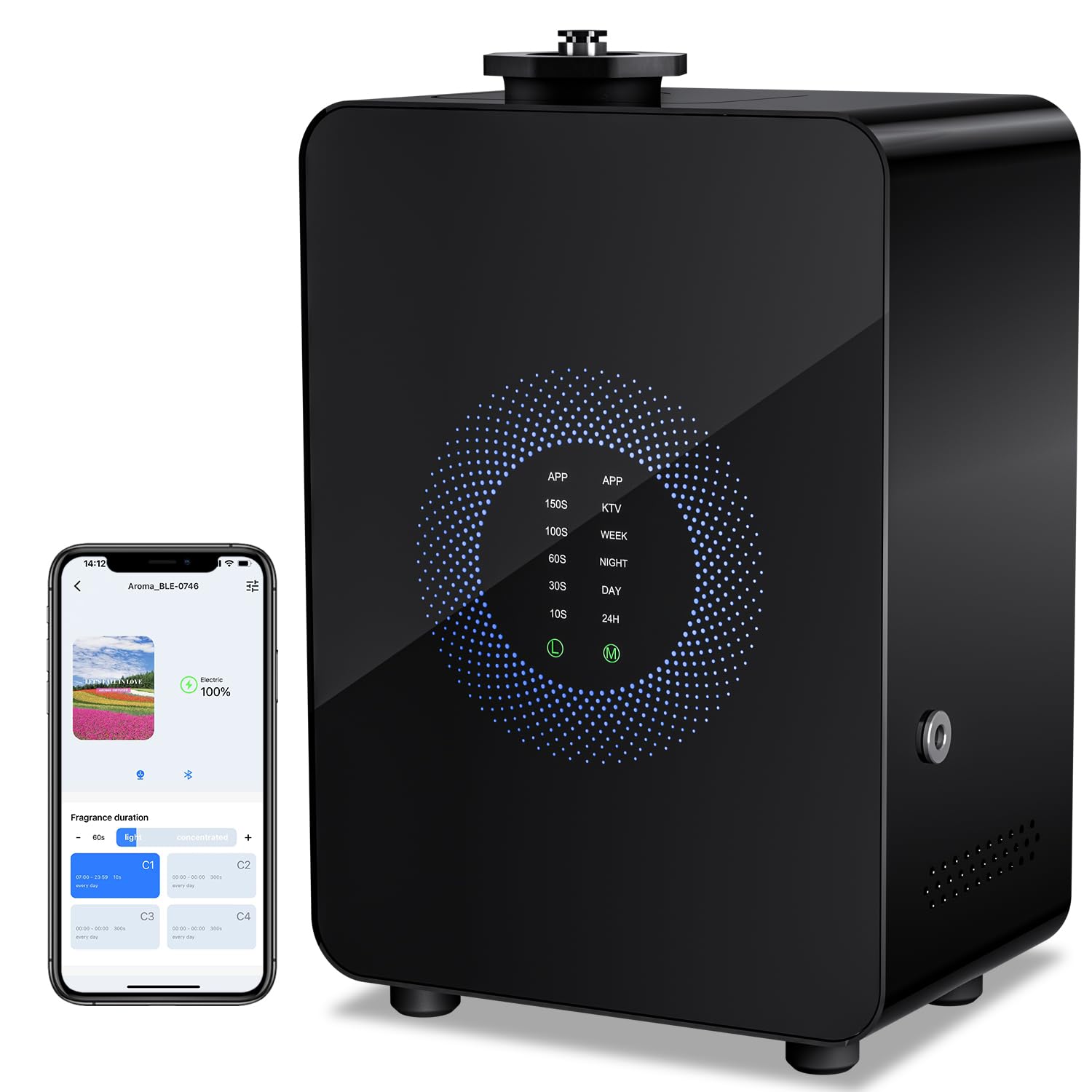 Front view of black HVAC scent diffuser