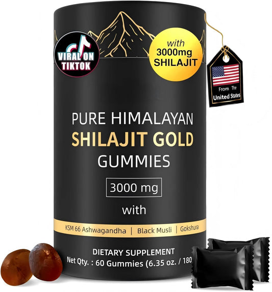 HWAXIGO 3000mg Himalayan Shilajit Gummies Gold bottle front