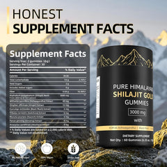 HWAXIGO 3000mg Himalayan Shilajit Gummies Gold bottle back label