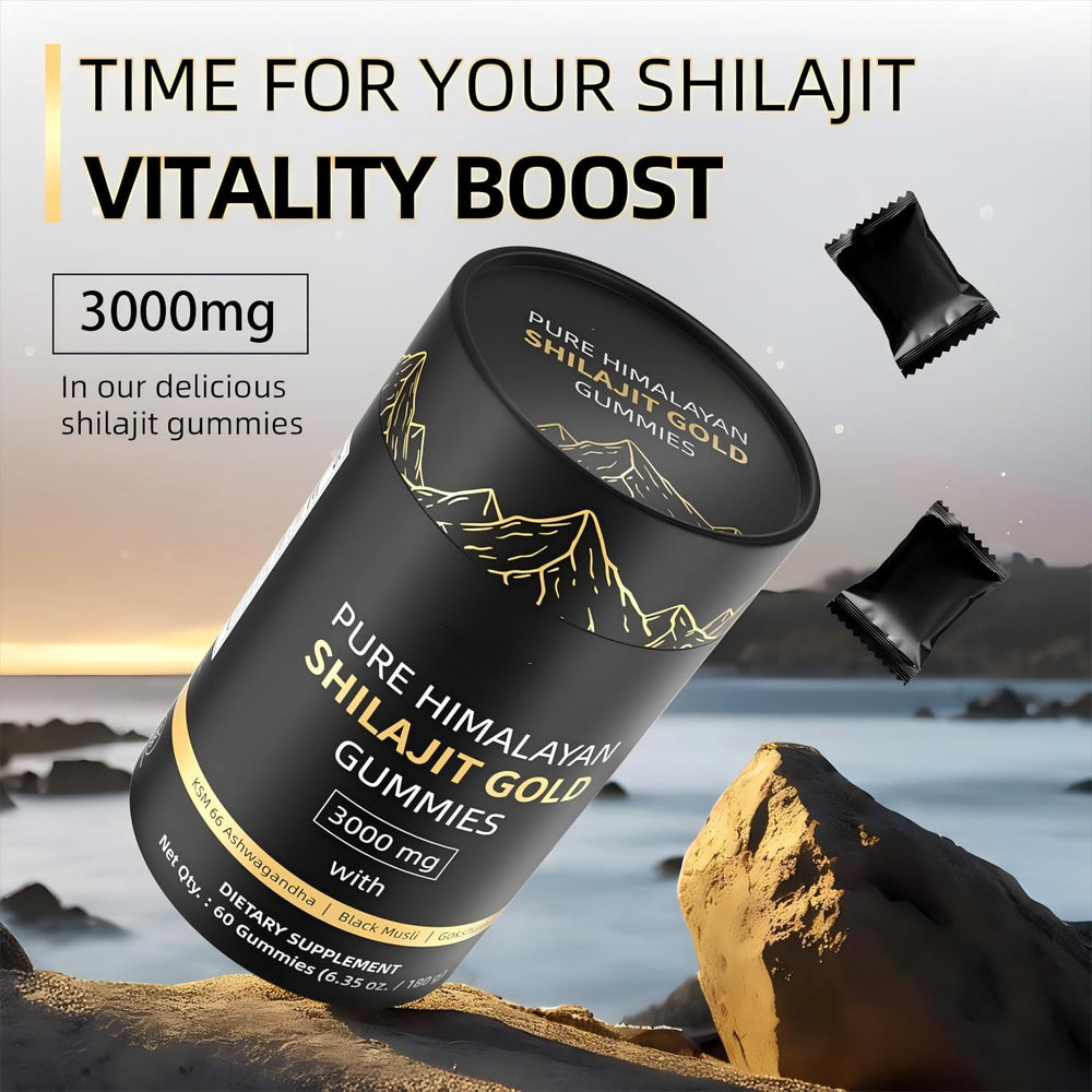 HWAXIGO Shilajit Gummies bottle back label and serving suggestion