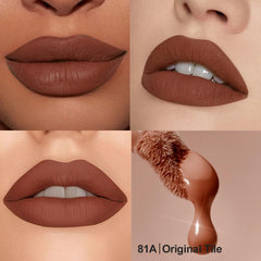 Close-up of lips wearing Hxssll for a natural, soft-blurring velvet look.