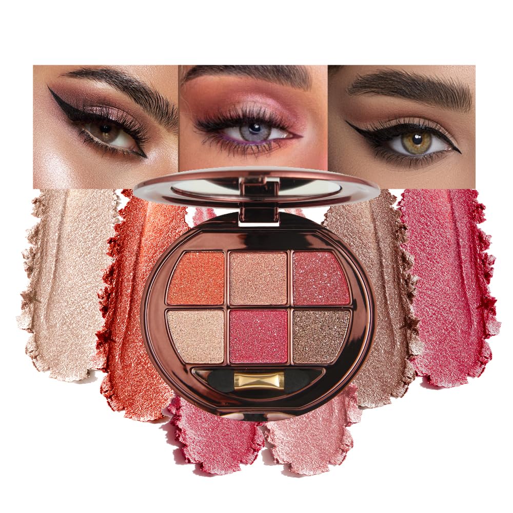 Hxssll Shimmer Glitter Mini Eyeshadow Palette coral orange shimmer for vibrant evening makeup