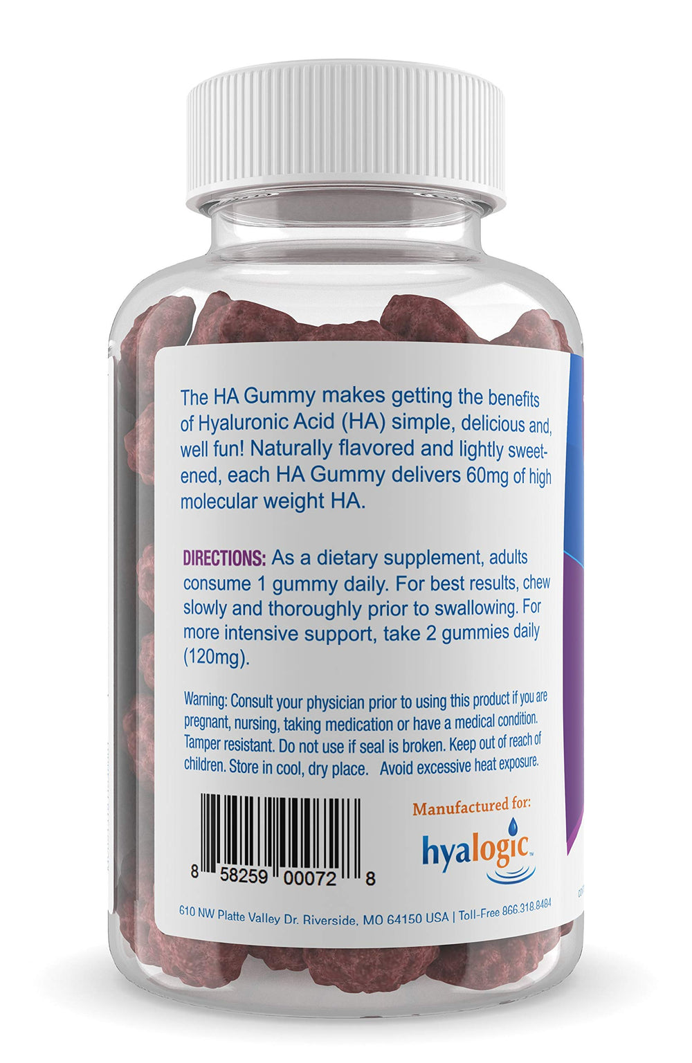 Gluten-free Hyaluronic Acid gummies for adults