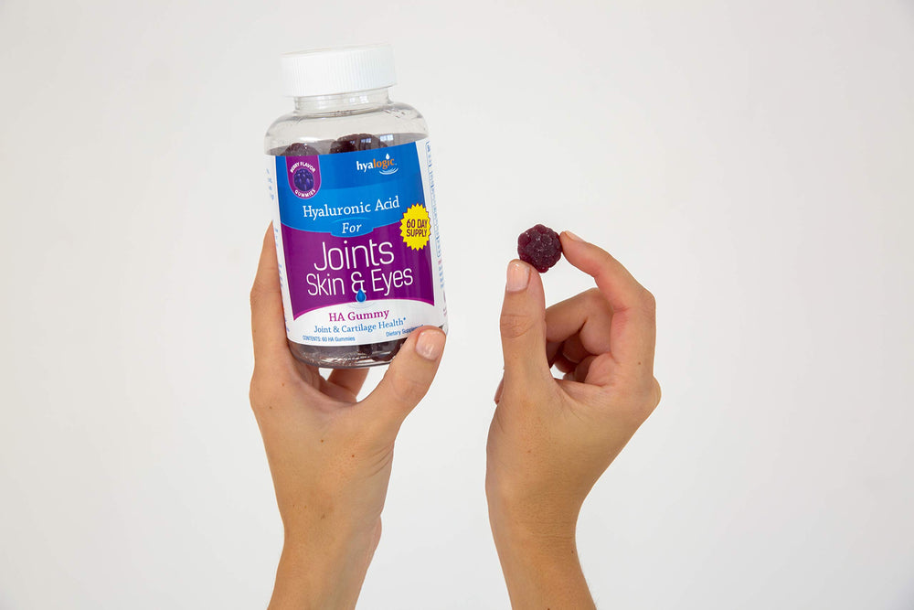 Nutrition label showing 60 mg HA per gummy
