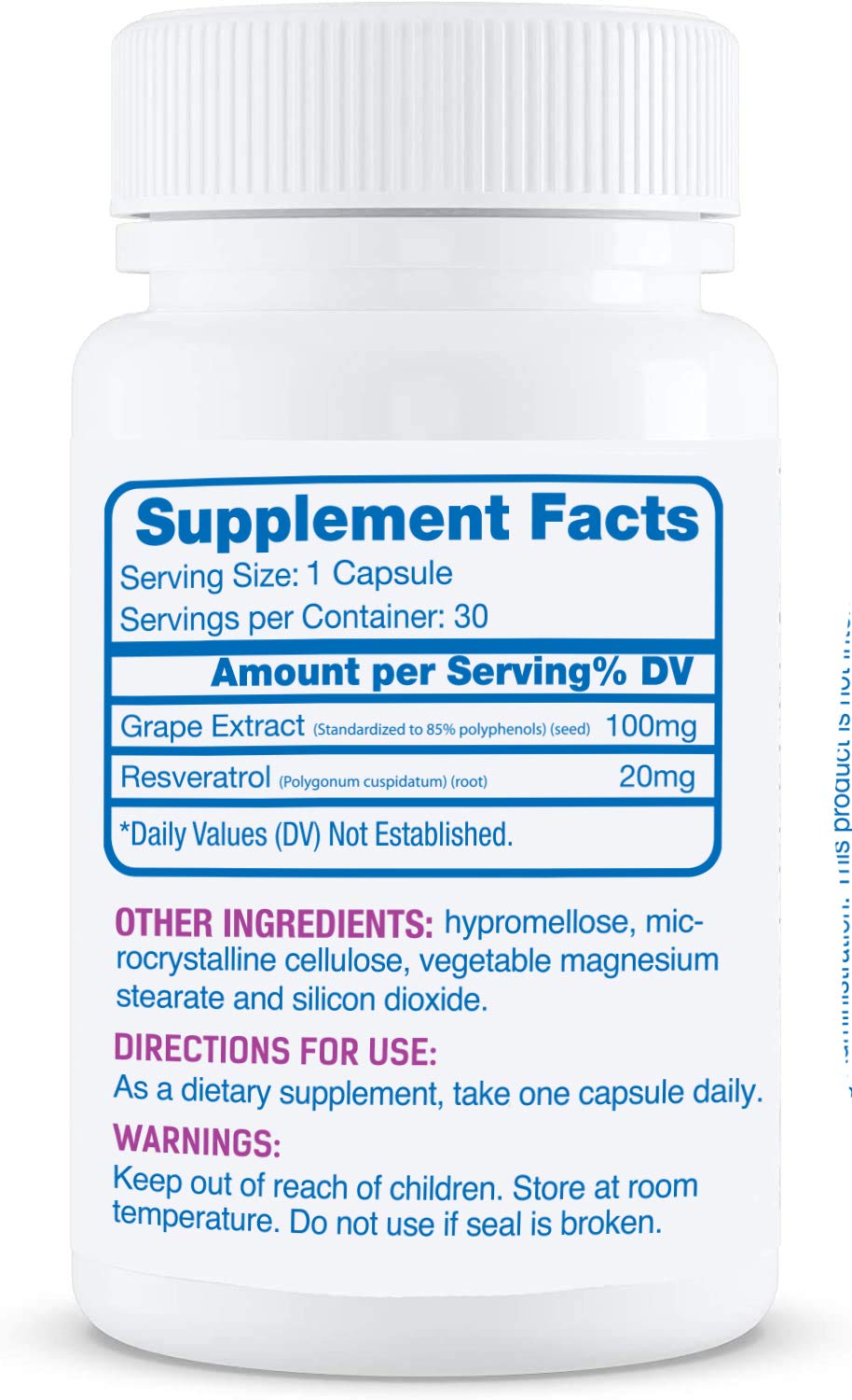 Close-up of Hyalogic Resveratrol bottle label