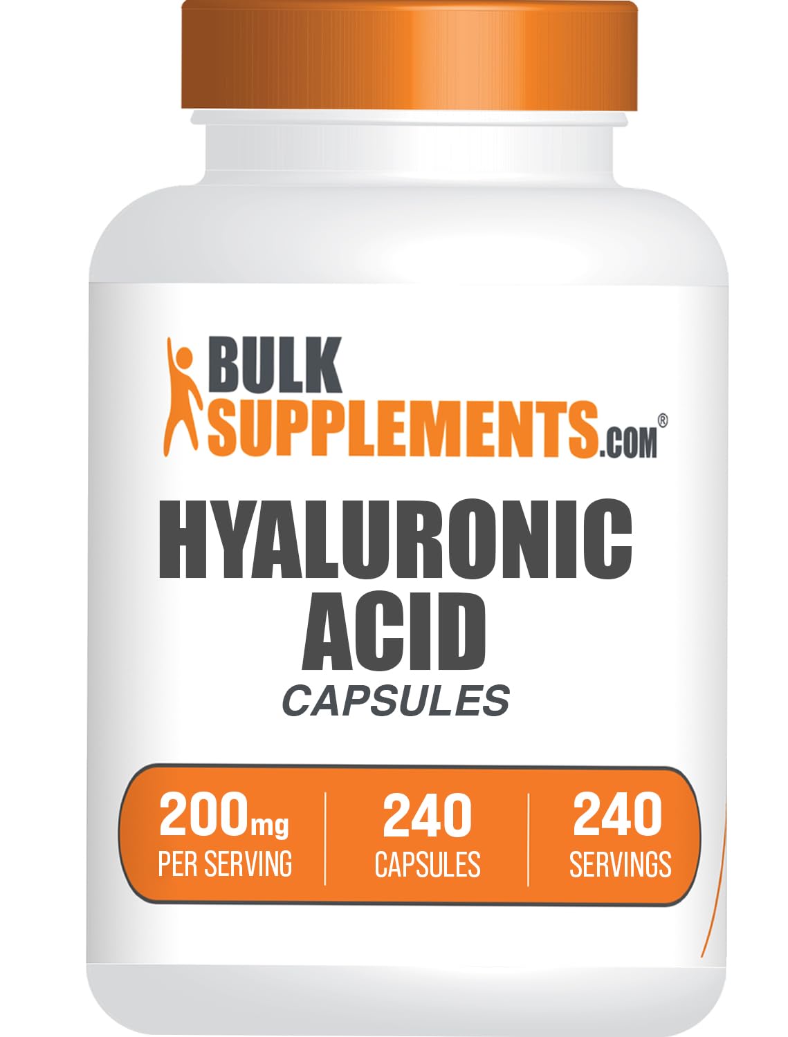 BulkSupplements Hyaluronic Acid Capsules bottle – 240 count