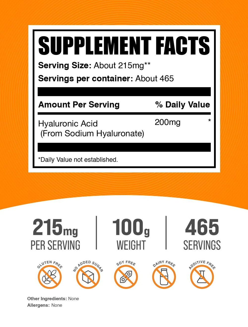 Hyaluronic Acid Powder packaging - 100 g (3.5 oz)