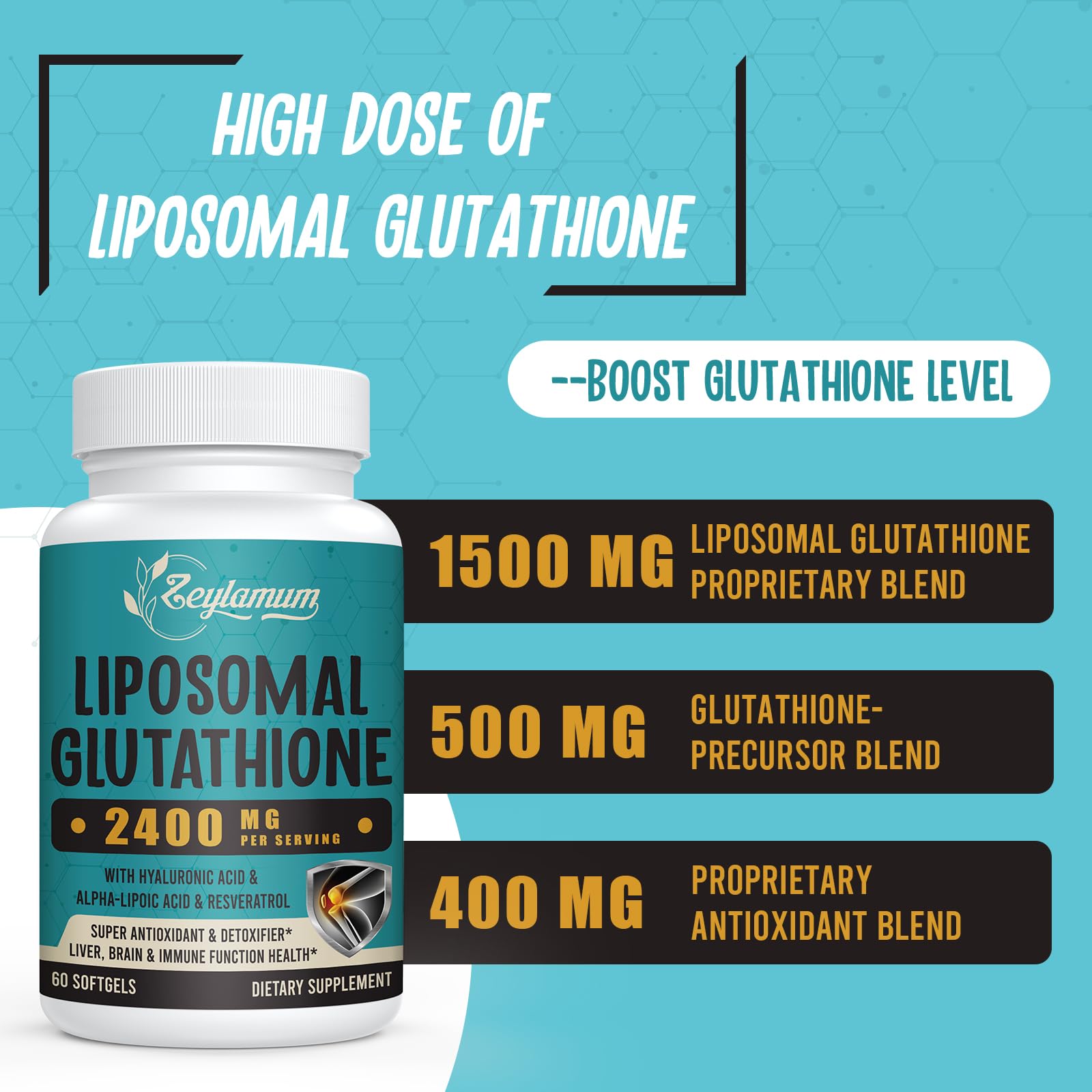 Illustration of hyaluronic acid and resveratrol with antioxidant blend