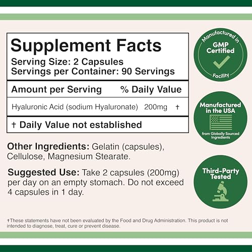 Close-up of Hyaluronic Acid Supplements capsules