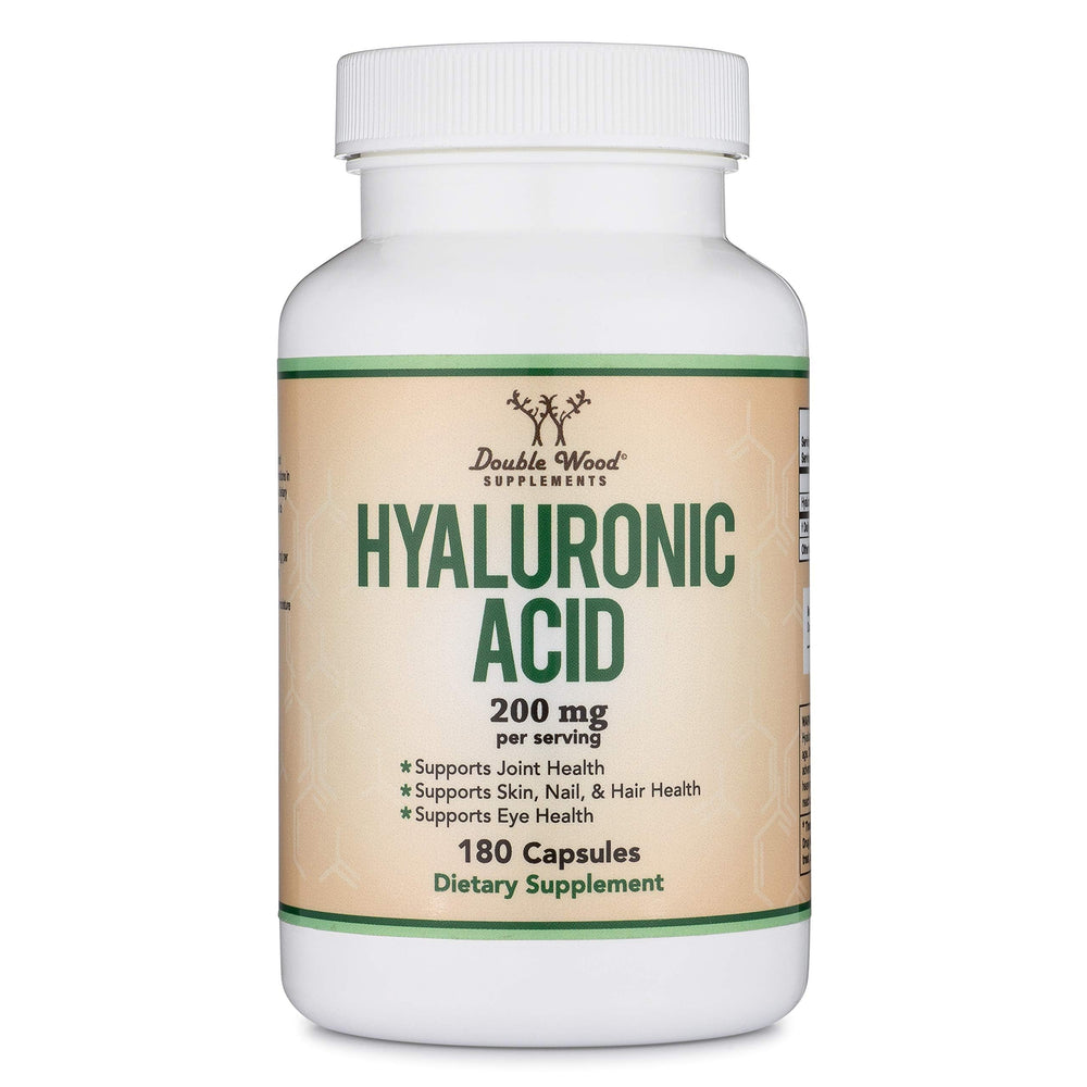 Gluten-free Hyaluronic Acid Supplements bottle with serving information