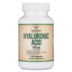 Gluten-free Hyaluronic Acid Supplements bottle with serving information