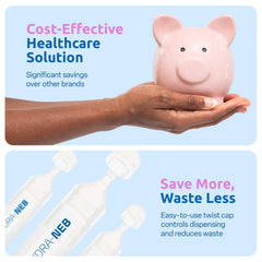 Hydra-Neb single-use twist-off vials for easy daily cleansing.