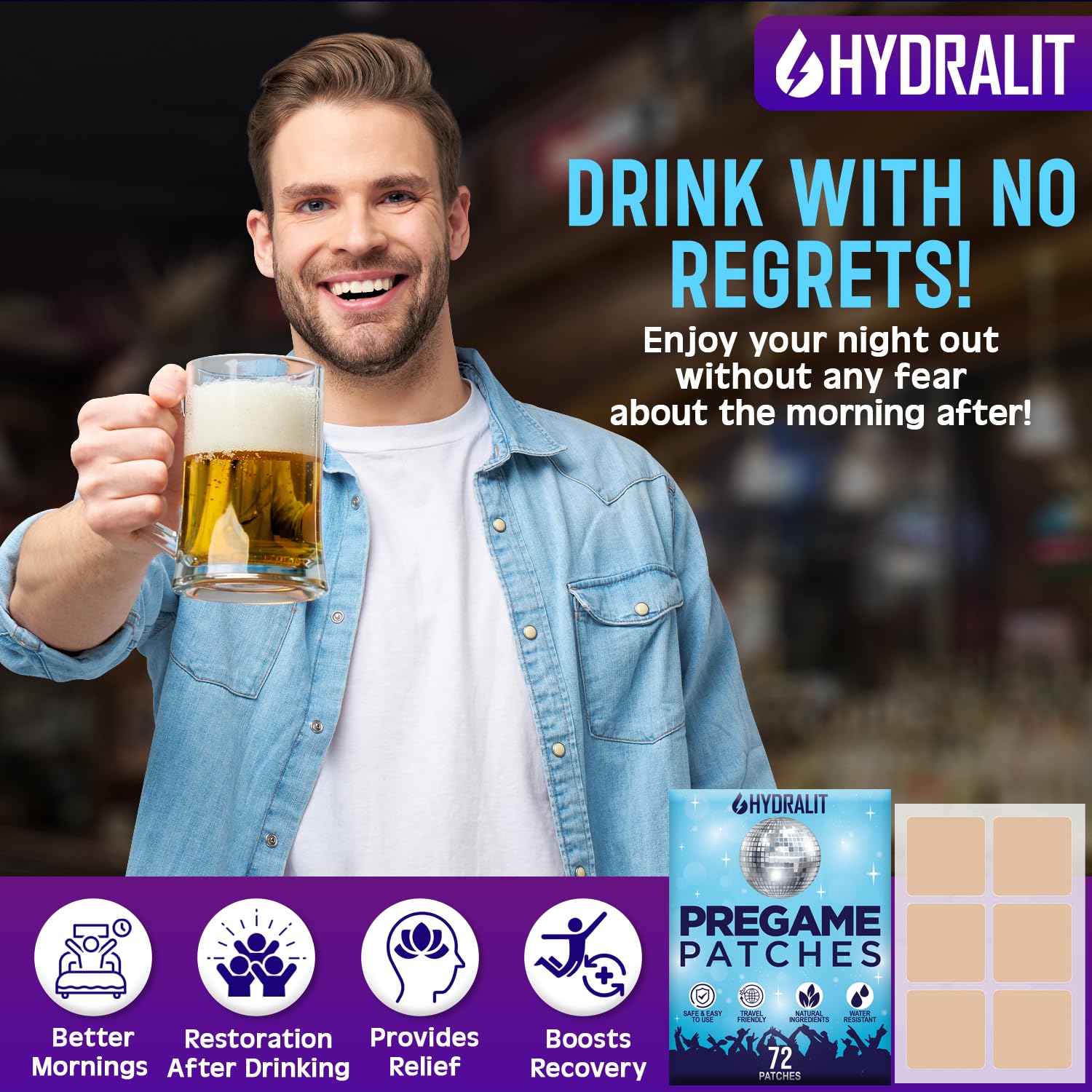 Hydralit travel pack fits in purse for on-the-go relief.