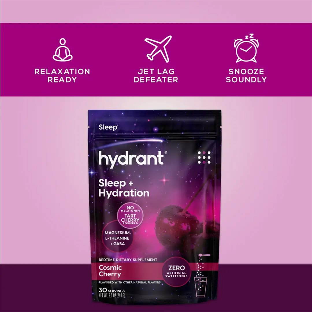 Cosmic Cherry-themed Hydrant Sleep Aid packaging with starry background