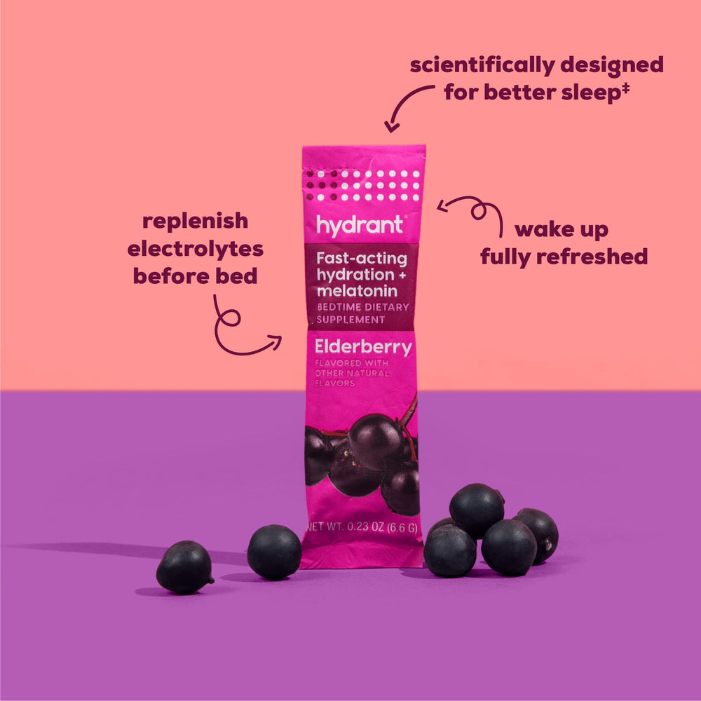 Hydrant Sleep Electrolyte Powder stick packs arranged together