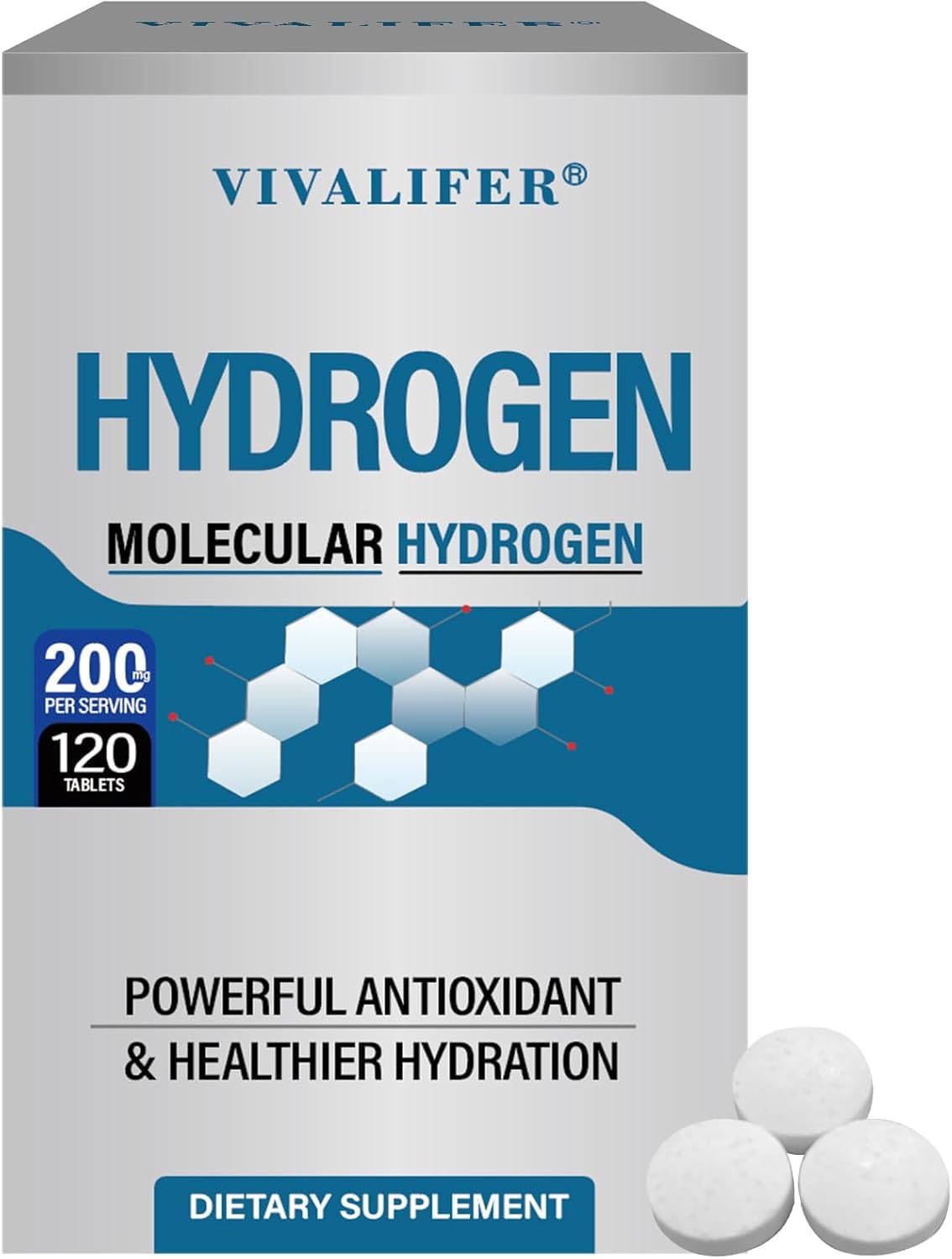 Hydrogen water tablets dissolving in a glass of water