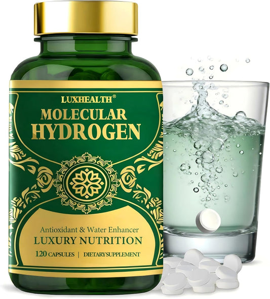Hydrogen water tablets packaging showing 12 PPM 120-count