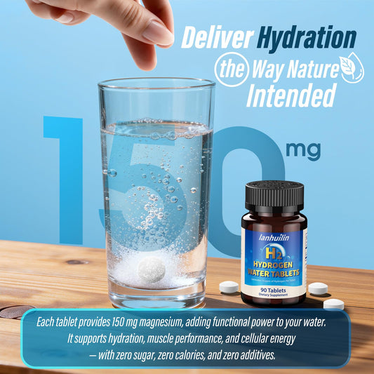 Close-up of hydrogen water tablets with magnesium
