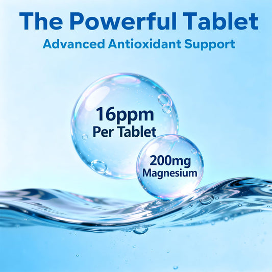 Close-up of a tablet showing 200 mg magnesium content