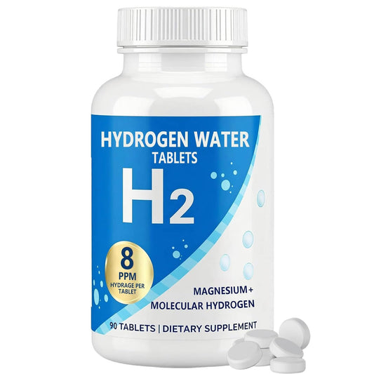 Bottle of Hydrogen Water Tablets labeled 8 ppm H2