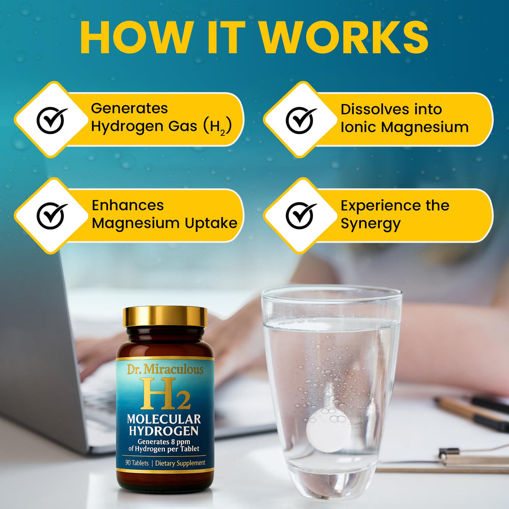 Molecular hydrogen illustration representing antioxidant support