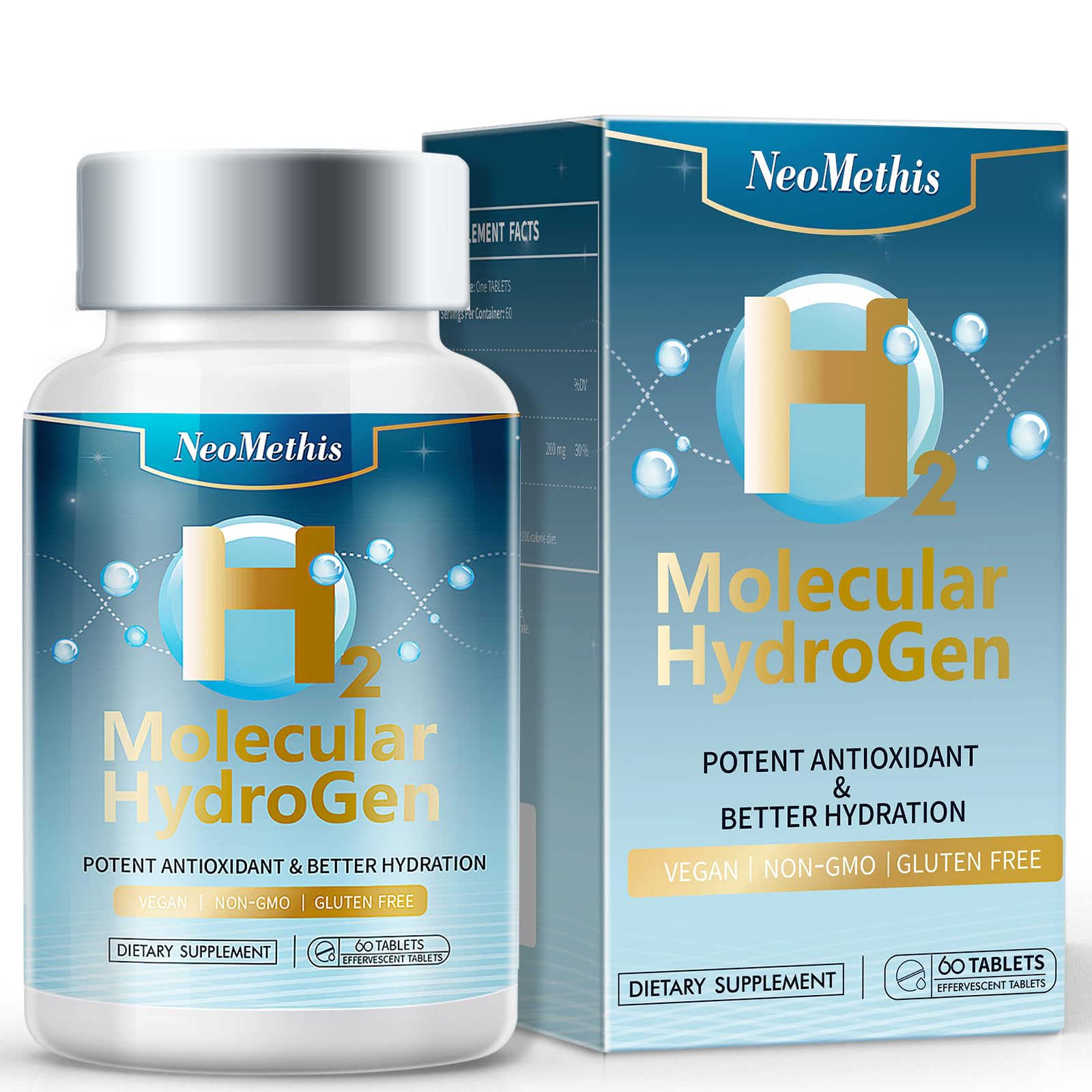 Hydrogen Water Tablets bottle front label (hero image)