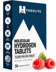 HydroLite Raspberry Molecular Hydrogen Tablets with Magnesium – bottle and tablets