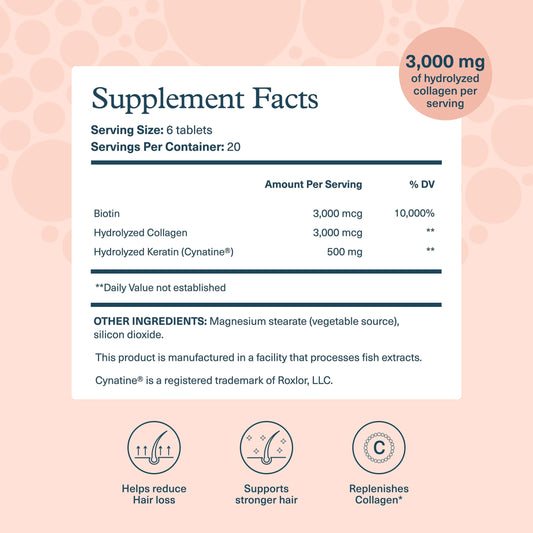 Hydrolyzed collagen 3,000 mg per serving visual