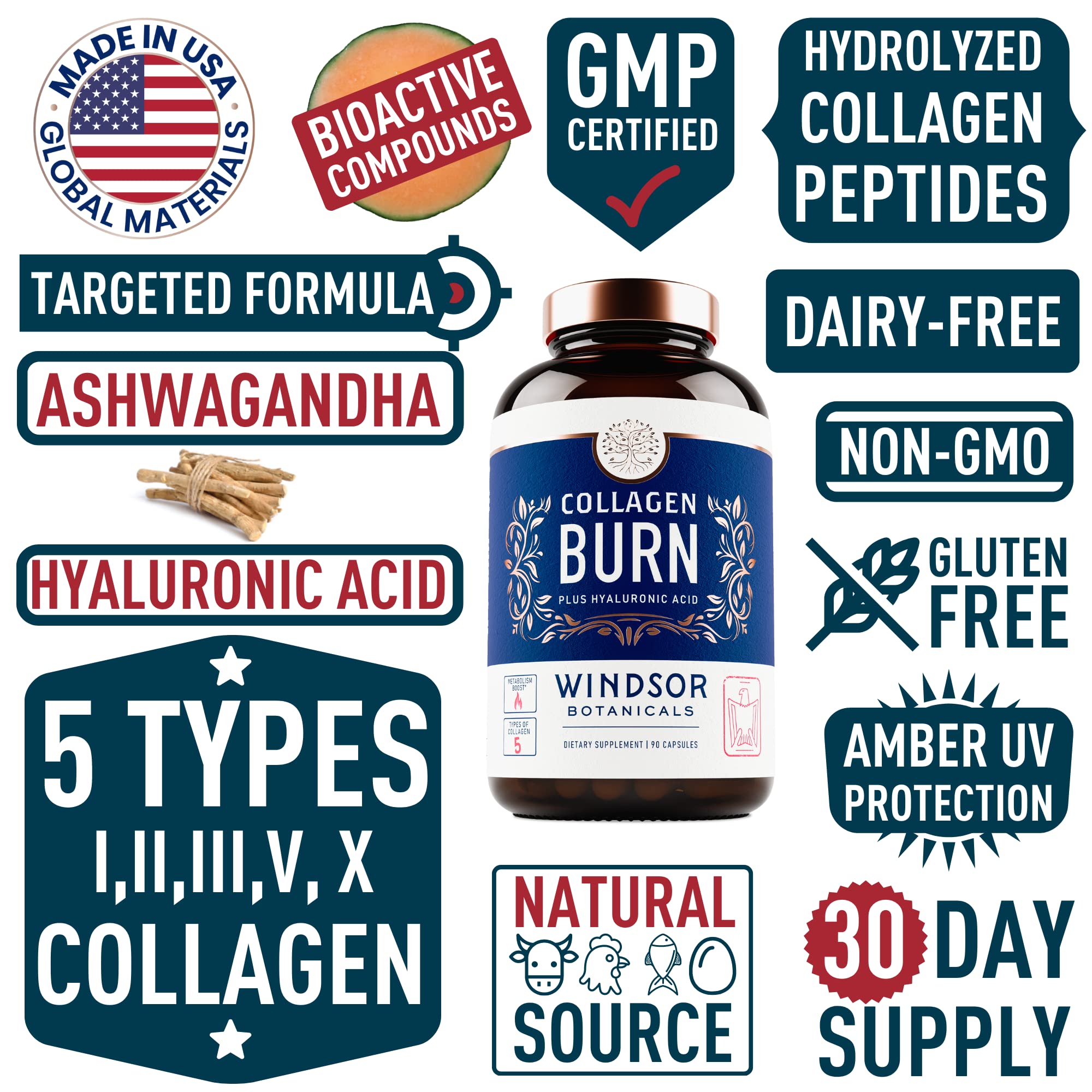 Close-up of hydrolyzed collagen capsules