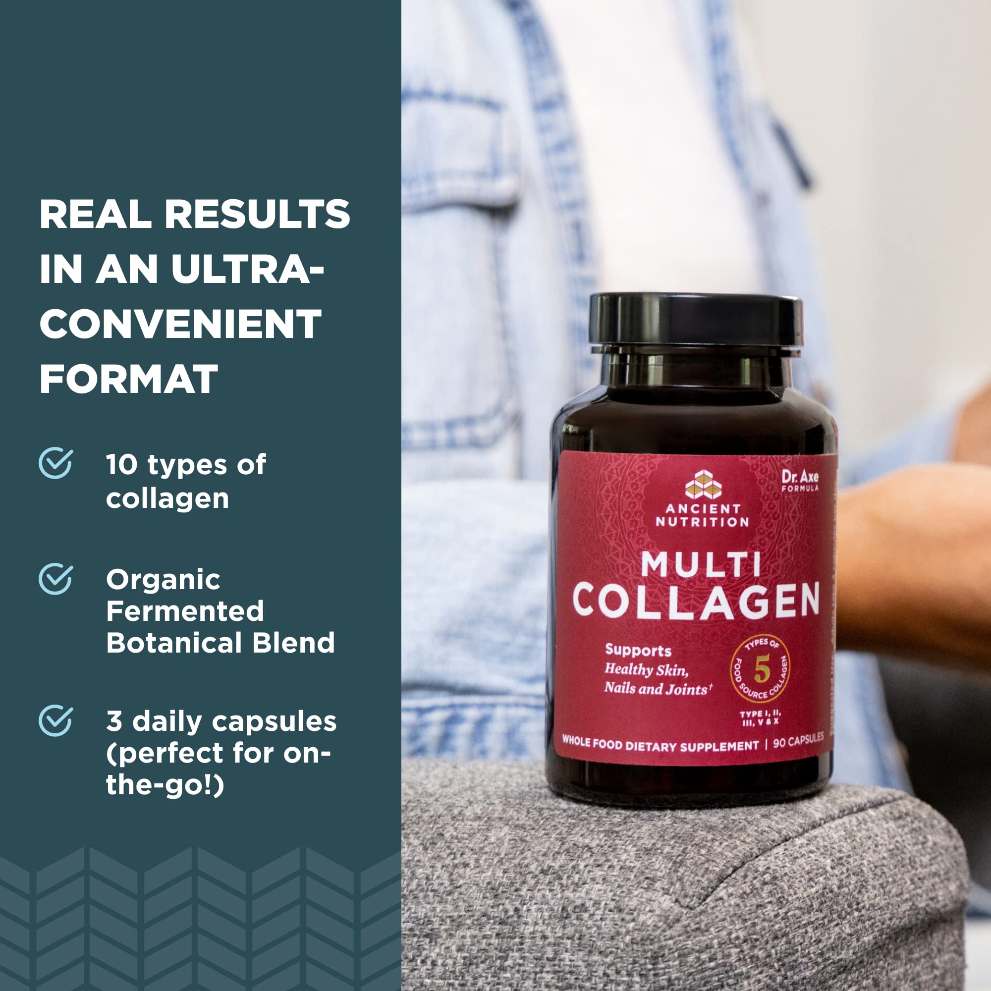 Hydrolyzed collagen pills being held in hand
