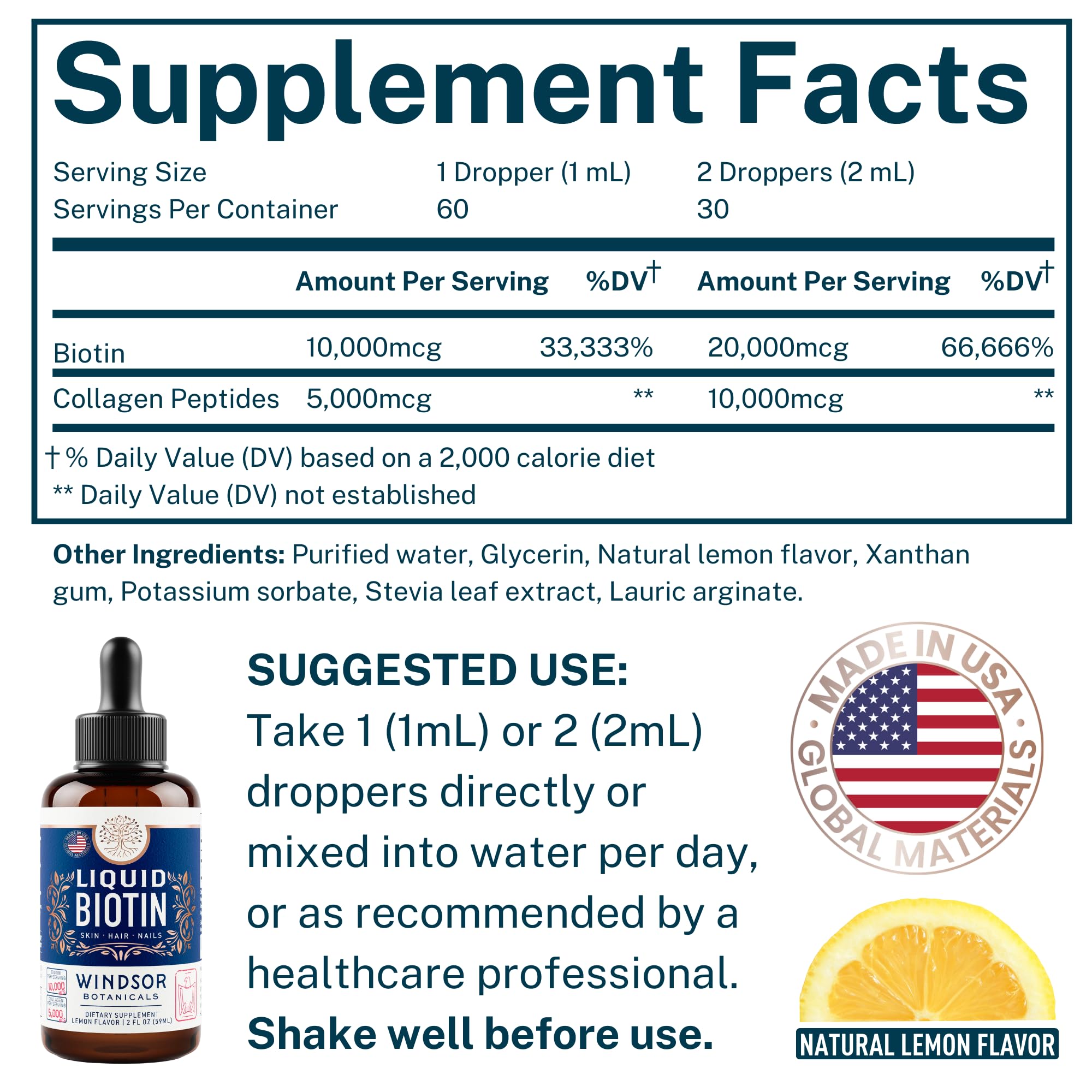 Hydrolyzed collagen types I and III liquid drops